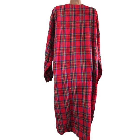 Wittmann Textiles Red Plaid Cotton Flannel Modest Night Shirt Med Turkey EUC - Picture 2 of 16